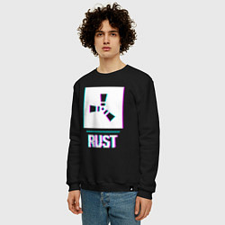 Свитшот хлопковый мужской Rust в стиле glitch и баги графики, цвет: черный — фото 2