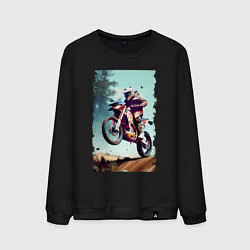 Свитшот хлопковый мужской Мотокросс - экстрим, цвет: черный