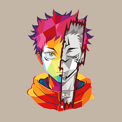 Свитшот хлопковый мужской Магическая битва Итадори Юдзи и Двуликий призрак, цвет: миндальный — фото 2