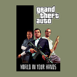 Свитшот хлопковый мужской Майкл, Франклин, Тревор из GTA, цвет: авокадо — фото 2