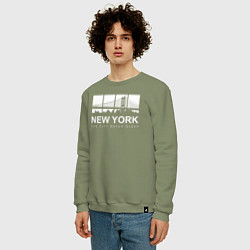 Свитшот хлопковый мужской Нью-Йорк Сити, цвет: авокадо — фото 2