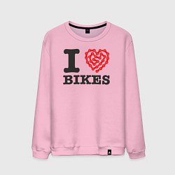 Свитшот хлопковый мужской Я люблю велосипеды, цвет: светло-розовый