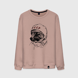 Свитшот хлопковый мужской Пёсик астронавт - ссср, цвет: пыльно-розовый