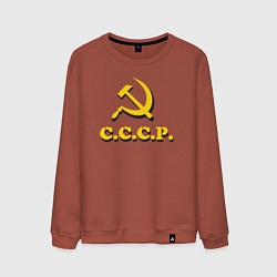 Свитшот хлопковый мужской СССР серп и молот, цвет: кирпичный