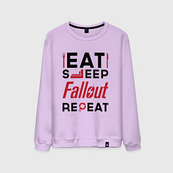 Свитшот хлопковый мужской Надпись: eat sleep Fallout repeat, цвет: лаванда