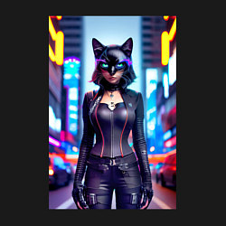 Свитшот хлопковый мужской Крутая кисуля - киберпанк - Нью-Йорк, цвет: черный — фото 2