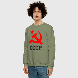 Свитшот хлопковый мужской СССР стиль, цвет: авокадо — фото 2