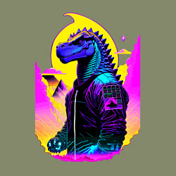 Свитшот хлопковый мужской Cool dinosaur - cyberpunk - neural network, цвет: авокадо — фото 2