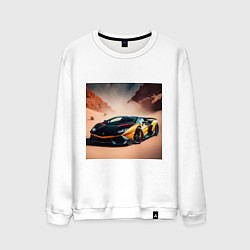 Свитшот хлопковый мужской Lamborghini Aventador, цвет: белый