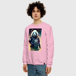 Свитшот хлопковый мужской Крутой панда - киберпанк, цвет: светло-розовый — фото 2