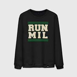 Свитшот хлопковый мужской Run Milwaukee Bucks, цвет: черный