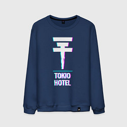 Свитшот хлопковый мужской Tokio Hotel glitch rock, цвет: тёмно-синий