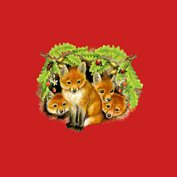 Свитшот хлопковый мужской Маленькие лисята, цвет: красный — фото 2