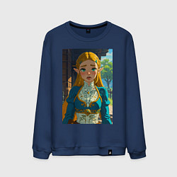 Свитшот хлопковый мужской The legend of Zelda - ahegao art, цвет: тёмно-синий