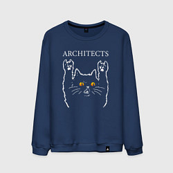 Свитшот хлопковый мужской Architects rock cat, цвет: тёмно-синий