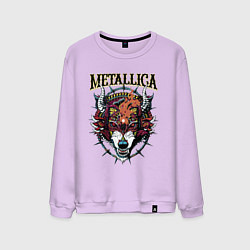 Свитшот хлопковый мужской Metallica - wolfs muzzle - thrash metal, цвет: лаванда