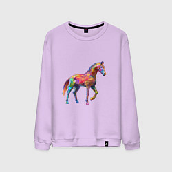 Свитшот хлопковый мужской Конь геометрик, цвет: лаванда