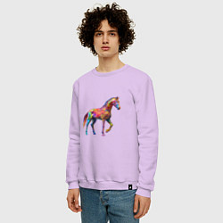 Свитшот хлопковый мужской Конь геометрик, цвет: лаванда — фото 2