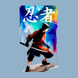 Свитшот хлопковый мужской Ninja - hieroglyphs - watercolor, цвет: мягкое небо — фото 2