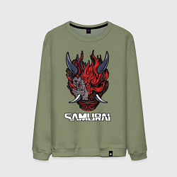 Свитшот хлопковый мужской Samurai logo, цвет: авокадо