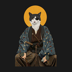 Свитшот хлопковый мужской Samurai one - eyed cat, цвет: черный — фото 2