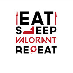 Свитшот хлопковый мужской Надпись: eat sleep Valorant repeat, цвет: белый — фото 2