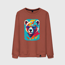 Свитшот хлопковый мужской Pop-Art Panda, цвет: кирпичный