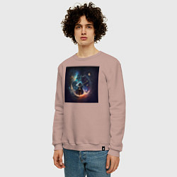 Свитшот хлопковый мужской Космическая музыка - нейросеть, цвет: пыльно-розовый — фото 2