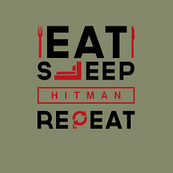 Свитшот хлопковый мужской Надпись: eat sleep Hitman repeat, цвет: авокадо — фото 2