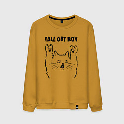 Свитшот хлопковый мужской Fall Out Boy - rock cat, цвет: горчичный