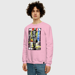 Свитшот хлопковый мужской Milano - crazy model - pop art, цвет: светло-розовый — фото 2