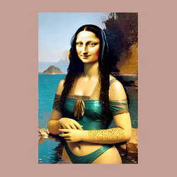 Свитшот хлопковый мужской Мона Лиза на пляже - Биарриц - Франция, цвет: пыльно-розовый — фото 2