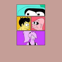 Свитшот хлопковый мужской Futurama: Бендер Лила Фрай и профессор, цвет: пыльно-розовый — фото 2