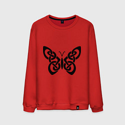 Свитшот хлопковый мужской Бабочка из кельтского узора, цвет: красный