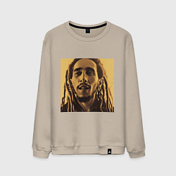 Свитшот хлопковый мужской Сепия Арт Боб Марли, цвет: миндальный
