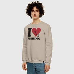 Свитшот хлопковый мужской I love fishing, цвет: миндальный — фото 2