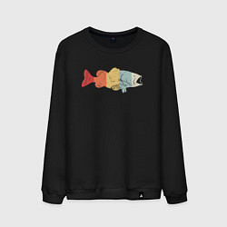 Свитшот хлопковый мужской Color fish, цвет: черный