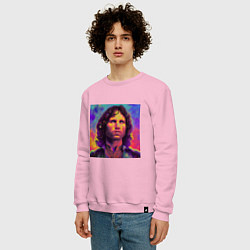 Свитшот хлопковый мужской Jim Morrison Strange colors Art, цвет: светло-розовый — фото 2