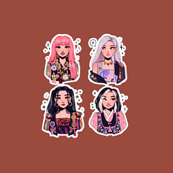 Свитшот хлопковый мужской Участницы Блэк Пинк в виде стикеров, цвет: кирпичный — фото 2