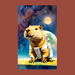 Свитшот хлопковый мужской Capybara brave astronaut - neural network, цвет: кирпичный — фото 2