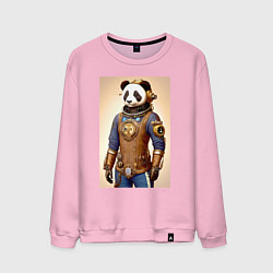 Свитшот хлопковый мужской Cool panda - steampunk - neural network, цвет: светло-розовый