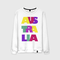 Свитшот хлопковый мужской Австралия - буквы - цвет, цвет: белый