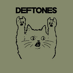 Свитшот хлопковый мужской Deftones - rock cat, цвет: авокадо — фото 2