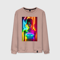 Мужской свитшот Japanese girl - neon glow - neural network