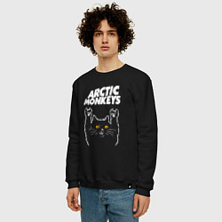 Свитшот хлопковый мужской Arctic Monkeys rock cat, цвет: черный — фото 2