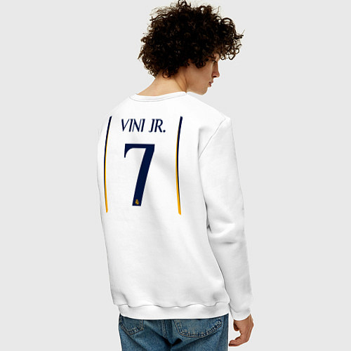 Мужской свитшот Винисиус Жуниор ФК Реал Мадрид форма 2324 домашняя / Белый – фото 4