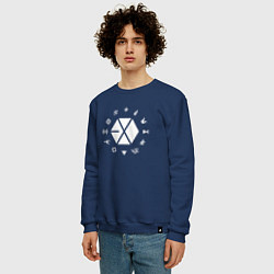 Свитшот хлопковый мужской Logo EXO, цвет: тёмно-синий — фото 2