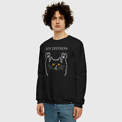 Свитшот хлопковый мужской Joy Division rock cat, цвет: черный — фото 2