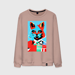 Мужской свитшот Морда лисы - поп-арт - нейросеть