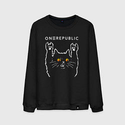 Свитшот хлопковый мужской OneRepublic rock cat, цвет: черный